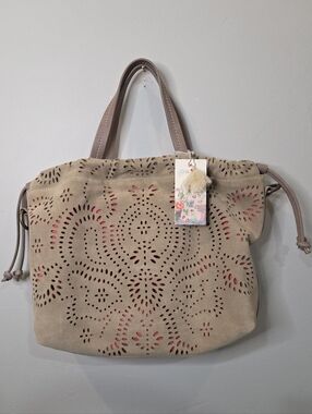 Johnny Was Fiorire Mini Vanessa Bag Crossbody Top Handle Purse Lazer Cut Leather